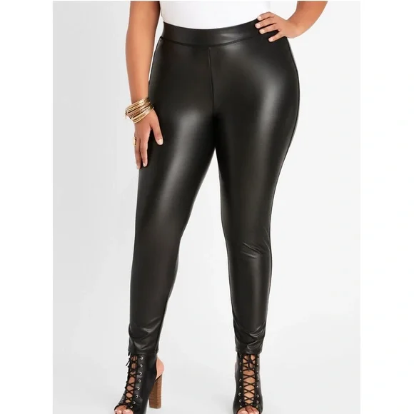 Ashley Stewart Pants Jumpsuits High Waist Faux Leather